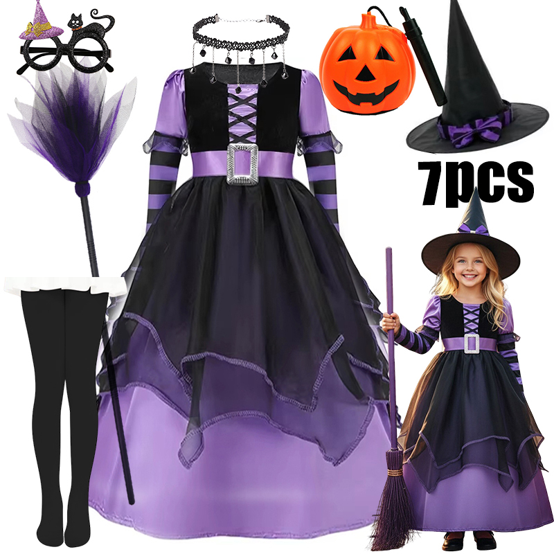 Baby Q Clothing - Kids Girls Cosplay Halloween Purple Witch