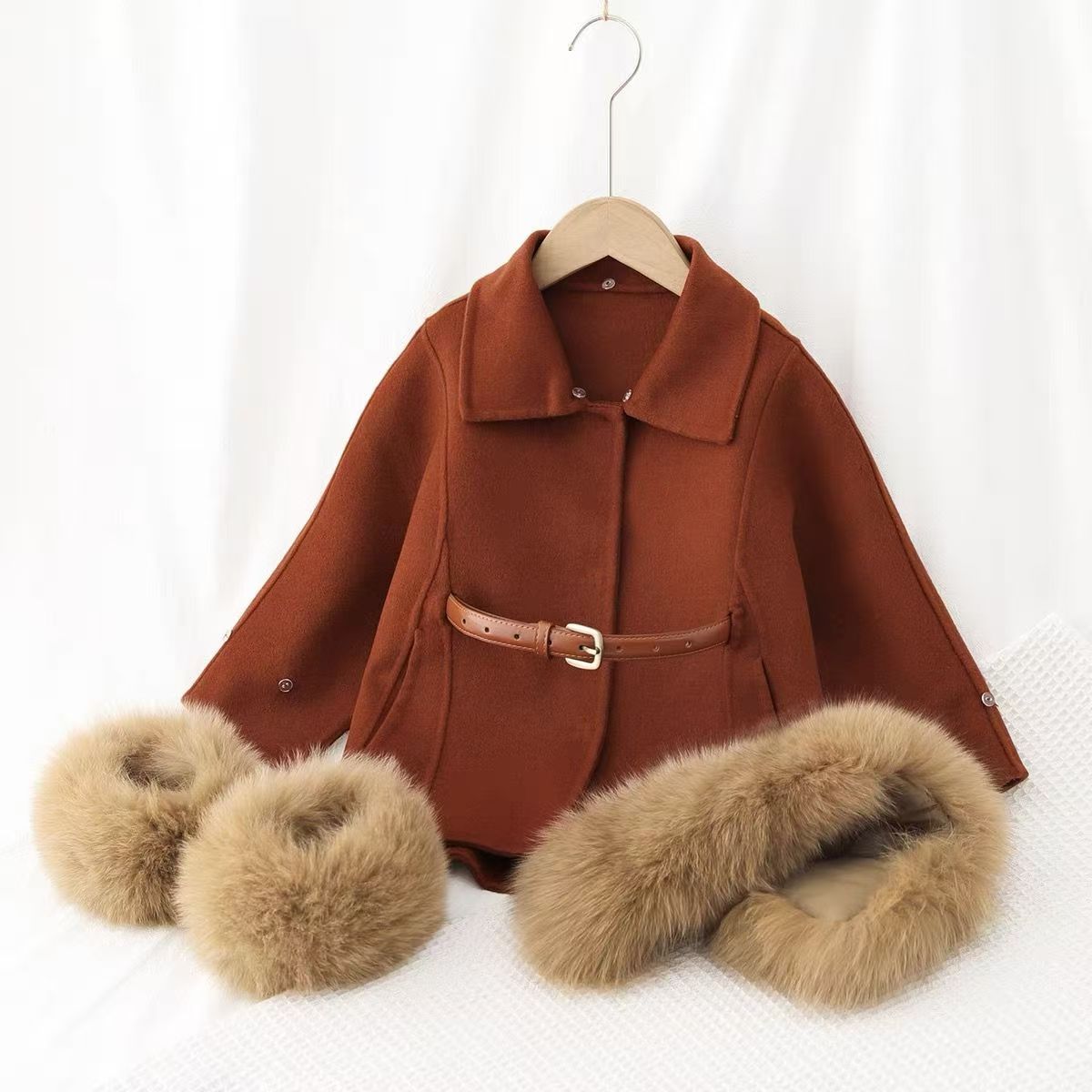 Girls' Double-sided Wool Coat  - đánh giá và giá Baby Clothing High End